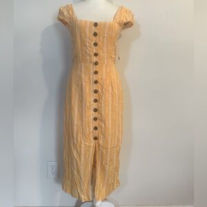 Trixxi Clothing Company Dress Women Medium Orange Striped Sleeveless Square Neck